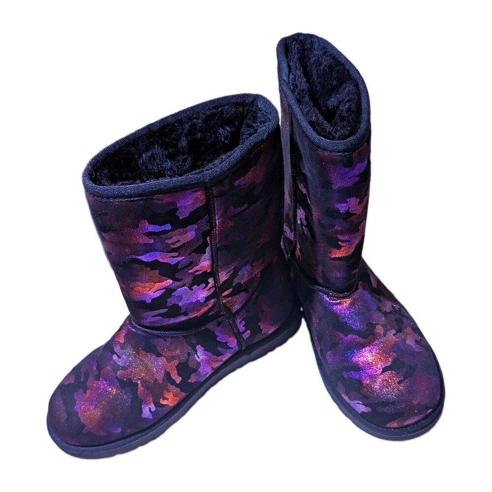 Shoe Show Brisbane Womens 7.5 M Purple Camo Metallic Winter Boots